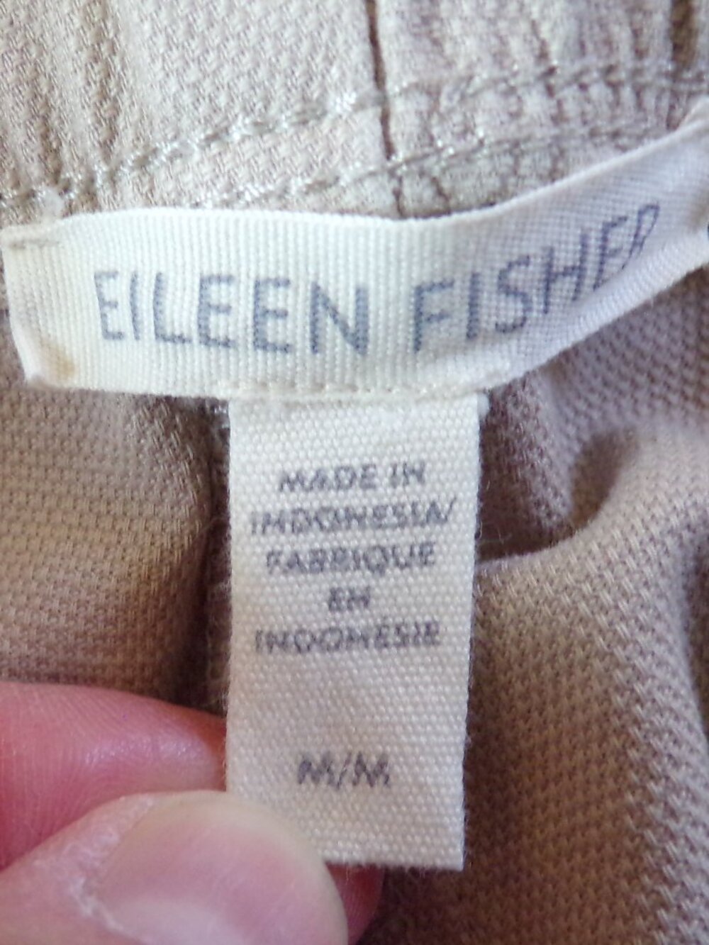 Eileen Fisher Cotton Hemp Strait Pant Elasitc Waist Ankle Length Beige Size M - Picture 4 of 8